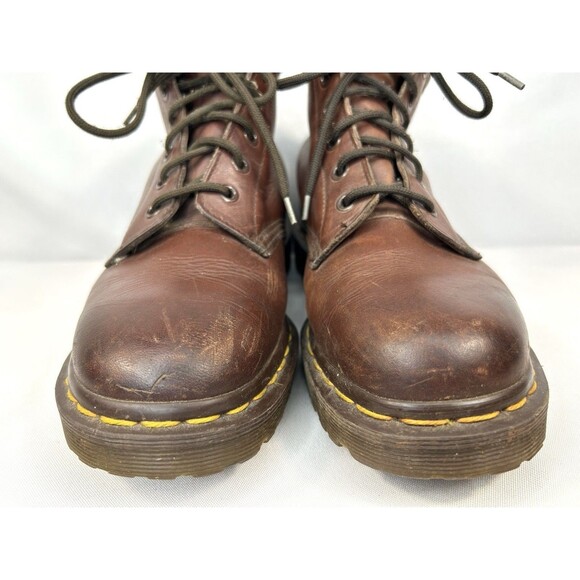 Vintage Dr Doc Martens England Womens Boots Size 8 Brown Leather Combat - Picture 2 of 10